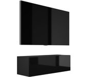 Mueble tv suspendido, 100 x 34 x 32 cm, negro mate / negro brillante