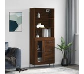 Aparador alto | aparador de comedor | armario de cocina madera contrachapada marrón roble 69,5x34x180 cm cfw62709