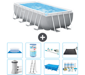 Paquete de piscina - intex - rectángulo - 400x200x100 cm + accesorios a2477