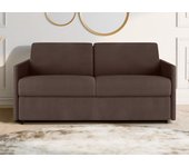 Sofá cama italiano 3 plazas de tela calife - marrón - cama 140 cm - colchón 18 cm