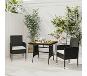 Juego de comedor de jardín 3 piezas，conjunto de comedor de exterior，conjunto de jardín ratán sintético negro cfw267392