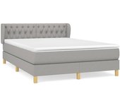Cama box spring con colchón tela gris claro 140x190 cm