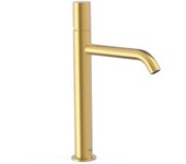 Tres 26130701om study grifo monomando caño alto para lavabo color oro mate 24k