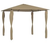 Cenador de jardín con cubiertas de postes taupé 3x3x2,6 m 160 g/m² cfw16823