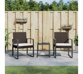 Set comedor de jardín 3 piezas，conjunto de comedor de exterior，conjunto de jardín y cojines pp aspecto ratán marrón cfw335056