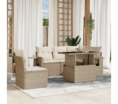 Conjunto de muebles de jardín de ratán beige de 6 piezas con cojines vidaxl