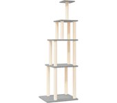 Rascador para gatos con postes de sisal gris claro 183 cm