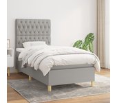 Cama con somier y colchón gris claro 90x190 cm tela