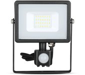 V-tac pro vt-20-s 20w led pir sensor floodlight smd chip samsung day white 4000k slim black body ip65 - sku 452