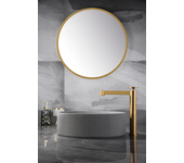 Imex - grifo monomando lavabo caño alto | grifo baño mezclador agua fria y caliente | serie olimpo | color oro cepillado