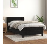 Somier de láminas con colchón negro 90x200 cm terciopelo