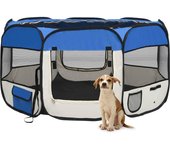 Maison exclusive - parque de perros plegable y bolsa transporte azul 125x125x61cm