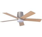Ledkia ventilador de techo silencioso flatiron 132cm motor dc para exterior madera clara mando a distancia con luz