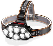 Linterna frontal, superbrillante, 8 led, recargable por usb, impermeable, ajustable para acampar, pescar, cuevas, trotar y caminar