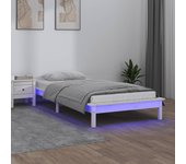 Estructura cama led sin colchón madera maciza blanco 100x200 cm v4855 100 x 200 cm / blanco