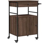 Carrito de cocina，estantería de cocina, carrito de servir madera ingeniería marrón roble 56x43x89,5 cm cfw96000