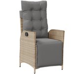 Silla reclinable de jardín | silla de exterior | sillon con reposapiés ratán pe beige mixto cfw52939