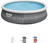 Piscine fast set ronde 457x107 cm motif rattan gris bestway - 57372