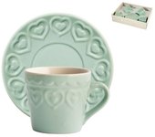 Set h&h nuevo 4 tazas de café fairylove aqua marina con plato cc