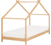Beliani cama con dosel de madera clara 90 x 200 cm orlu