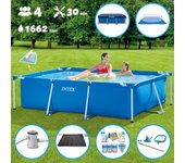 Paquete de piscina - intex - rectángulo - 220x150x60 cm + accesorios cb97