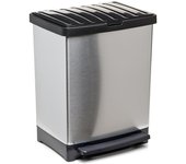 Tatay trend - cubo basura de 25l con pedal ancho retractil. acabado iml metalizado