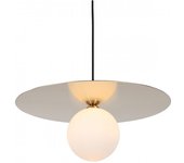 Italux spoletto - lámpara colgante moderna dorada con pantalla blanca, g9