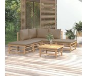 Maison exclusive - set de muebles de jardín 6 piezas bambú con cojines gris taupé