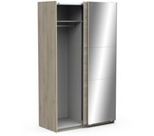 Armario con 2 puertas correderas y espejo - ghost - roble - 116,5 x 59,8 x 203 cm - demeyere
