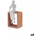 Figura decorativa flauta dulce plateado madera metal 13 x 27 x 13 cm
