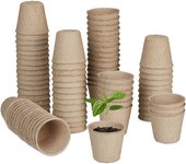 Relaxdays set 80 semilleros, biodegradables, macetas semillas redondas, planteros celulosa, 5x6cm, germinadores, natural