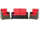 Cojines para muebles de jardín de poliratán para 4 personas, cojines para sofá de ratán 120x50 rojo, cojines para sillones de jardín 2x50x56