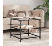 Mesa de centro con tapa de cristal transparente 50x50x45 cm acero
