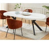 Mesa de comedor extensible 4 a 8 comensales de mdf y acero - blanco lacado y negro - komoni