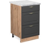 Vicco mueble bajo de cocina fame-line, antracita-oro, 50 cm , et mármol