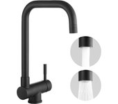 Cecipa max mezclador de fregadero plegable - grifo de cocina de acero inoxidable frente a la ventana - 2 modos de rociado - negro, modelo ue
