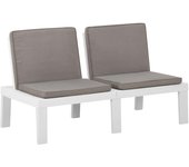 Banco de jardín muebles de exterior muebles de jardín terraza con cojín de plástico blanco 02_0011812