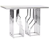 Consola acero cristal 120x40x78 simil marmol