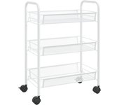 Carrito de cocina，estantería de cocina, carrito de servir 3 niveles hierro blanco 46x26x64 cm cfw39683