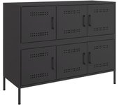 Aparador | aparador de comedor | armario de cocina de acero laminado en frío negro 100,5x39x79 cm cfw75445