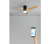 Wind calm natural wood - función verano/invierno - ventilador de techo 40w silencioso ø132 cm con luz, wifi y mando a distancia