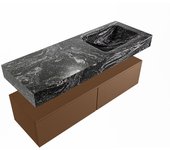 Mondiaz alan-dlux 130cm mueble de baño rust 2 cajones. con lavabo cloud derecho sin orificios color lava