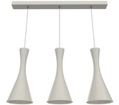 Lumicom | jaqueline lineare lámpara pendiente, 3x e27, max 42w, metal, blanco brillante, l.90cm x h.45cm