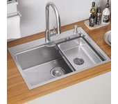 Auralum max fregadero de un seno de 68x48x21 cm en acero inoxidable plateado con lavabo + dispensador de jabón - fregadero empotrado/sobre encimera
