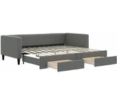 Sofá cama | cama para adultos nido con cajones tela gris oscuro 90x200 cm cfw678290