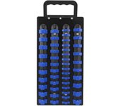 Bandeja organizadora de enchufes de 48 piezas, 1/2 pulgada x 14 clips, 3/8 pulgada x 18 clips, 1/4 pulgada x 16 clips, soporte de riel de enchufes por