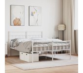 Estructura de cama de metal con cabecero/pie de cama blanco 135x190cm