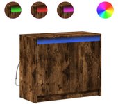 Aparador | aparador de comedor | armario de cocina con led madera ingeniería roble ahumado 72x34x61 cm cfw90812