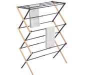 Pamex - tendedero plegable extensible madera bambú completamente montado gran superficie secado tendedero madera resistente tipo torre ahorra espacio