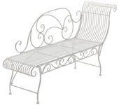 Banco de jardín banco de diseño en hierro forjado blanco envejecido respaldo lado derecho 156x46 cm mdj10190